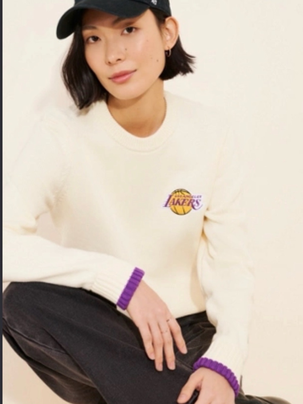 The Wild Collective x Free People LA Lakers Crewneck Sweater Small